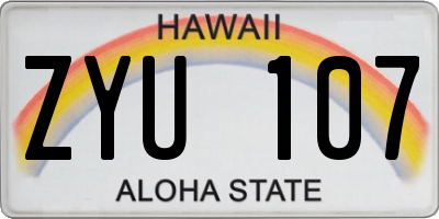 HI license plate ZYU107