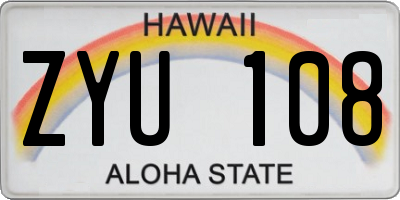 HI license plate ZYU108