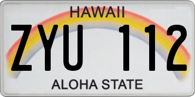 HI license plate ZYU112