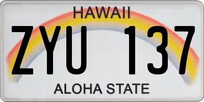 HI license plate ZYU137