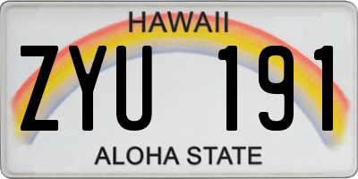 HI license plate ZYU191