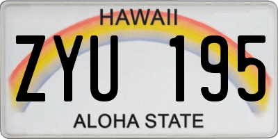 HI license plate ZYU195