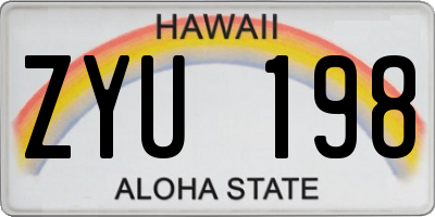 HI license plate ZYU198