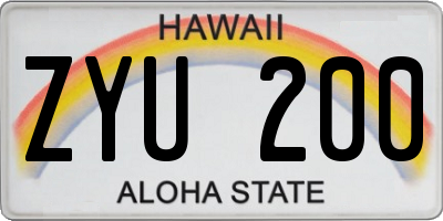 HI license plate ZYU200
