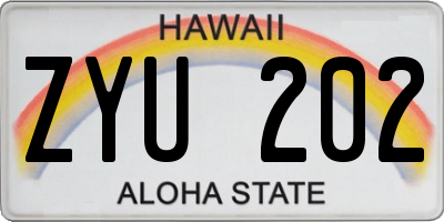 HI license plate ZYU202