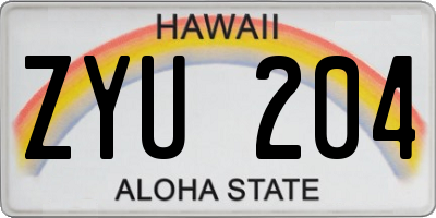 HI license plate ZYU204