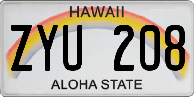 HI license plate ZYU208