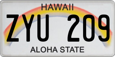 HI license plate ZYU209