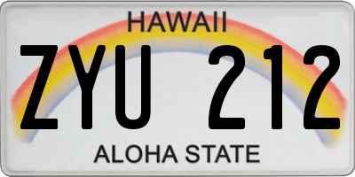 HI license plate ZYU212