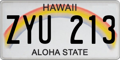 HI license plate ZYU213