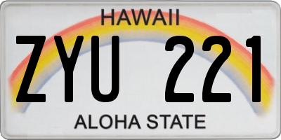 HI license plate ZYU221