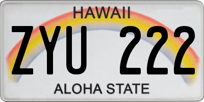 HI license plate ZYU222