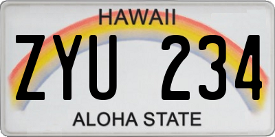 HI license plate ZYU234