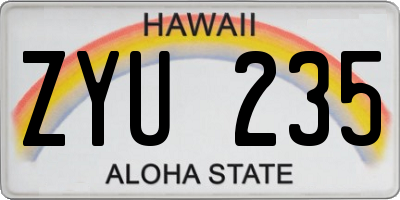 HI license plate ZYU235