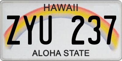 HI license plate ZYU237