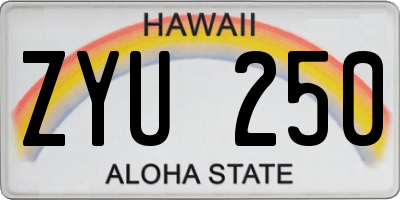 HI license plate ZYU250