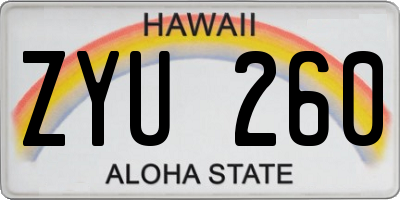 HI license plate ZYU260