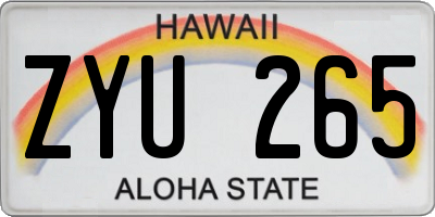 HI license plate ZYU265