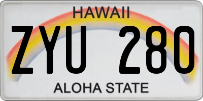 HI license plate ZYU280