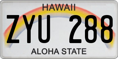 HI license plate ZYU288