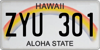 HI license plate ZYU301