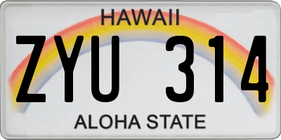 HI license plate ZYU314