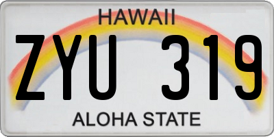 HI license plate ZYU319
