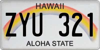 HI license plate ZYU321