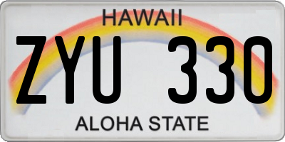 HI license plate ZYU330
