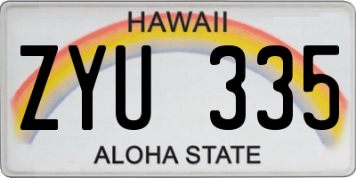 HI license plate ZYU335