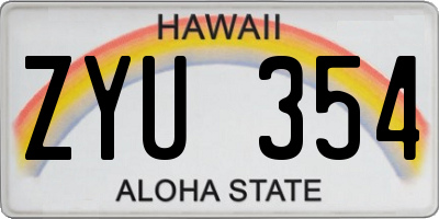 HI license plate ZYU354