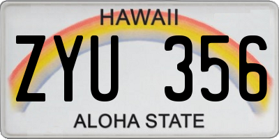 HI license plate ZYU356