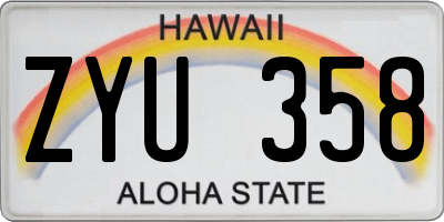 HI license plate ZYU358