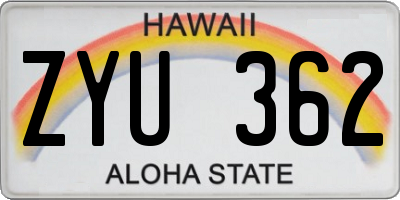 HI license plate ZYU362