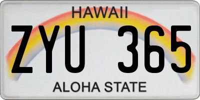 HI license plate ZYU365