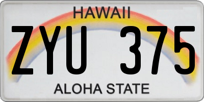 HI license plate ZYU375