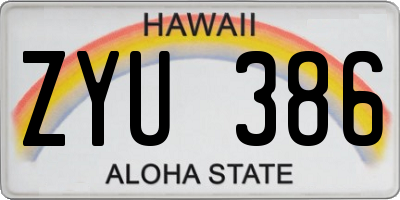 HI license plate ZYU386