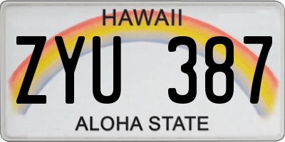 HI license plate ZYU387