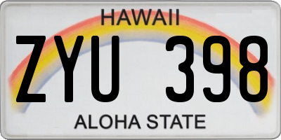 HI license plate ZYU398