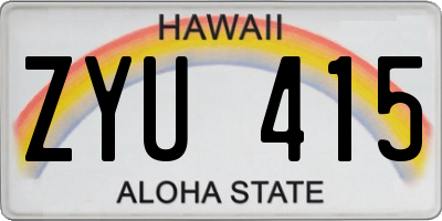 HI license plate ZYU415