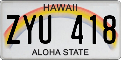 HI license plate ZYU418