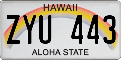 HI license plate ZYU443