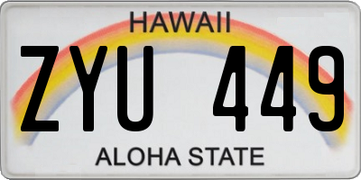 HI license plate ZYU449
