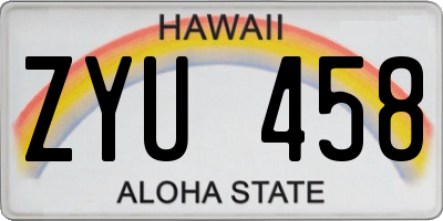 HI license plate ZYU458