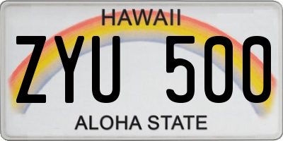 HI license plate ZYU500