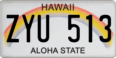 HI license plate ZYU513