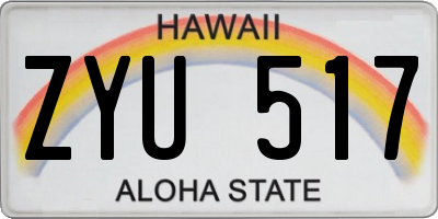 HI license plate ZYU517