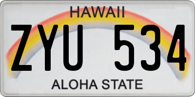 HI license plate ZYU534