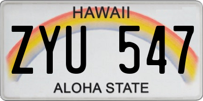 HI license plate ZYU547