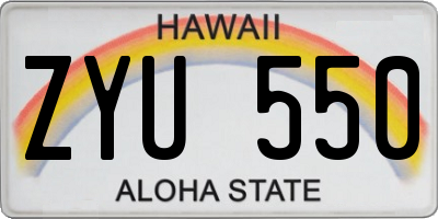 HI license plate ZYU550